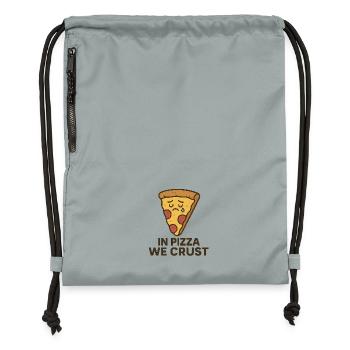Dans la pizza on croûte - Sac à cordon en polyester recyclé - gris fer délavé - Devant
