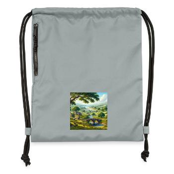 Vue éclatante sur la nature - Sac à cordon en polyester recyclé - gris fer délavé - Devant