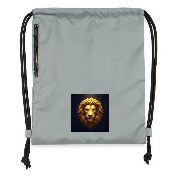 Lion d’or dans le ciel étoilé - Sac à cordon en polyester recyclé - gris fer délavé - Devant