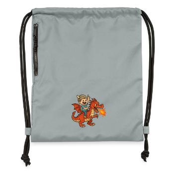 Petit viking sur dragon - Sac à cordon en polyester recyclé - gris fer délavé - Devant