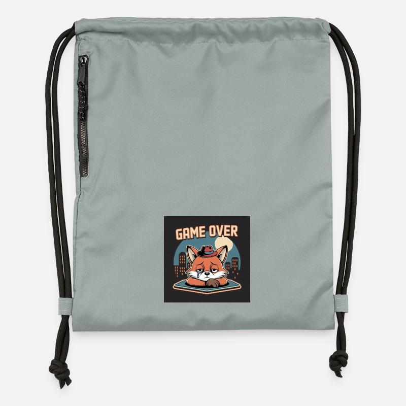 Clone avec Game Over et mascotte grise - Sac à cordon en polyester recyclé - gris fer délavé