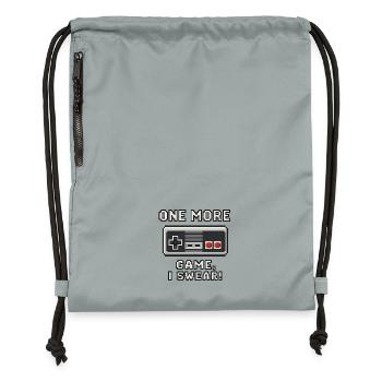 Retro Gaming Quote Design - Gymsac made from recycled material - mineral charcoal grey - Front