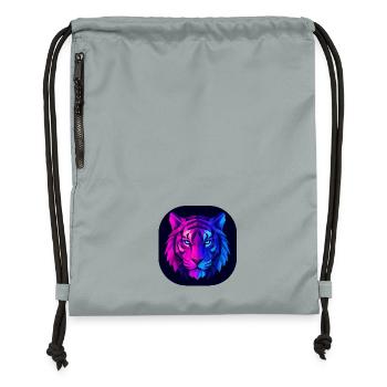 Neon Polygon Tiger: Magenta to Blue - Gymsac made from recycled material - mineral charcoal grey - Front