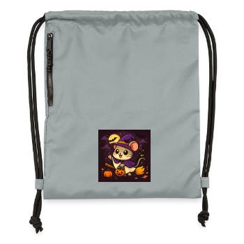 Cute Halloween Mouse as a Witch - Gymsac made from recycled material - mineral charcoal grey - Front