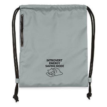 Power saving mode for introverts - Gymsac made from recycled material - mineral charcoal grey - Front