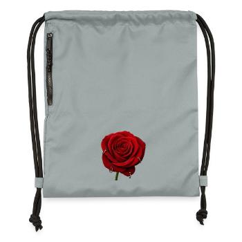 Rote Rose mit Piercings - Turnbeutel aus Recycling-Material - Steingrau mineral wash - Vorne