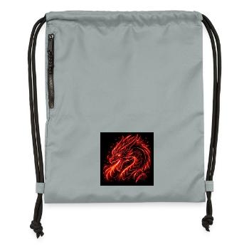 Neon dragon in red fire - Gymsac made from recycled material - mineral charcoal grey - Front