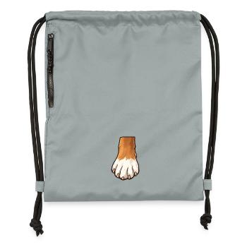 Brown White Dog Paw Design - Gymsac made from recycled material - mineral charcoal grey - Front