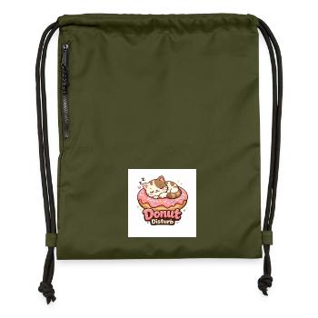 Donut Disturb – Cute Cat in Donut - Sac à cordon en polyester recyclé - military green - Devant