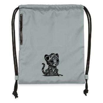 Small tiger with cute striped pattern - Gymsac made from recycled material - mineral charcoal grey - Front