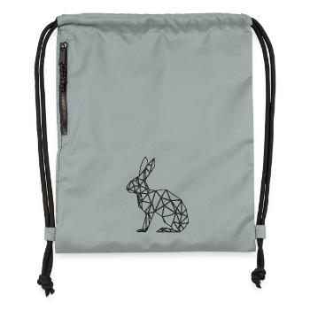 Geometric Rabbit Cute Lines Rabbit - Gymsac made from recycled material - mineral charcoal grey - Front
