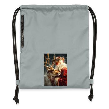 Winter Santa and Reindeer Embrace - Gymsac made from recycled material - mineral charcoal grey - Front