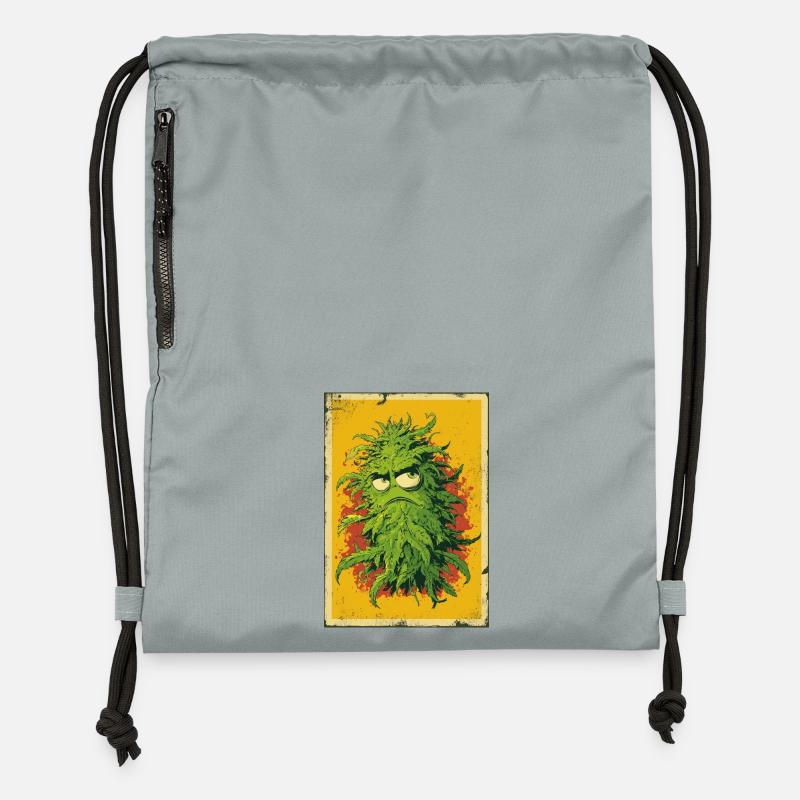 Grumpy Leaf Pop Art Cannabis - Gymsac made from recycled material - mineral charcoal grey