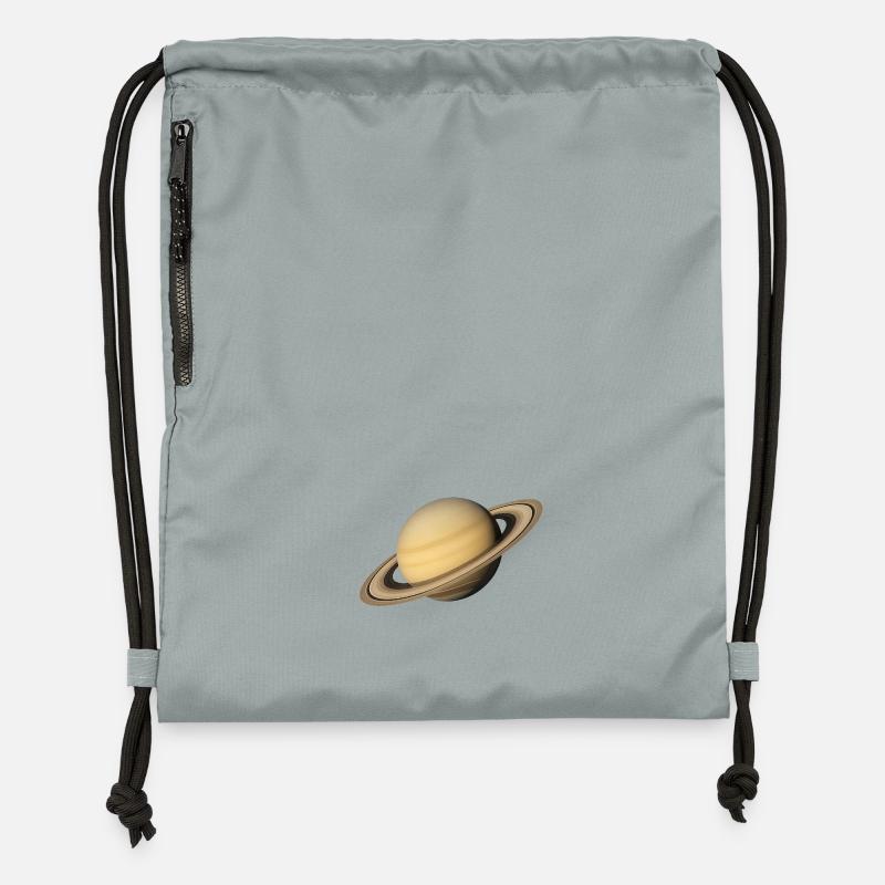 Saturne - Planète Saturne - Sac à cordon en polyester recyclé - gris fer délavé