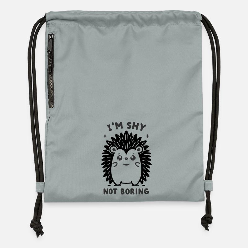 Hérisson noir timide - Sac à cordon en polyester recyclé - gris fer délavé