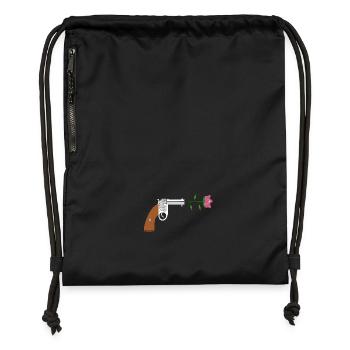 Paix pistol rose no war flower power peace colt - Sac à cordon en polyester recyclé - military green - Devant