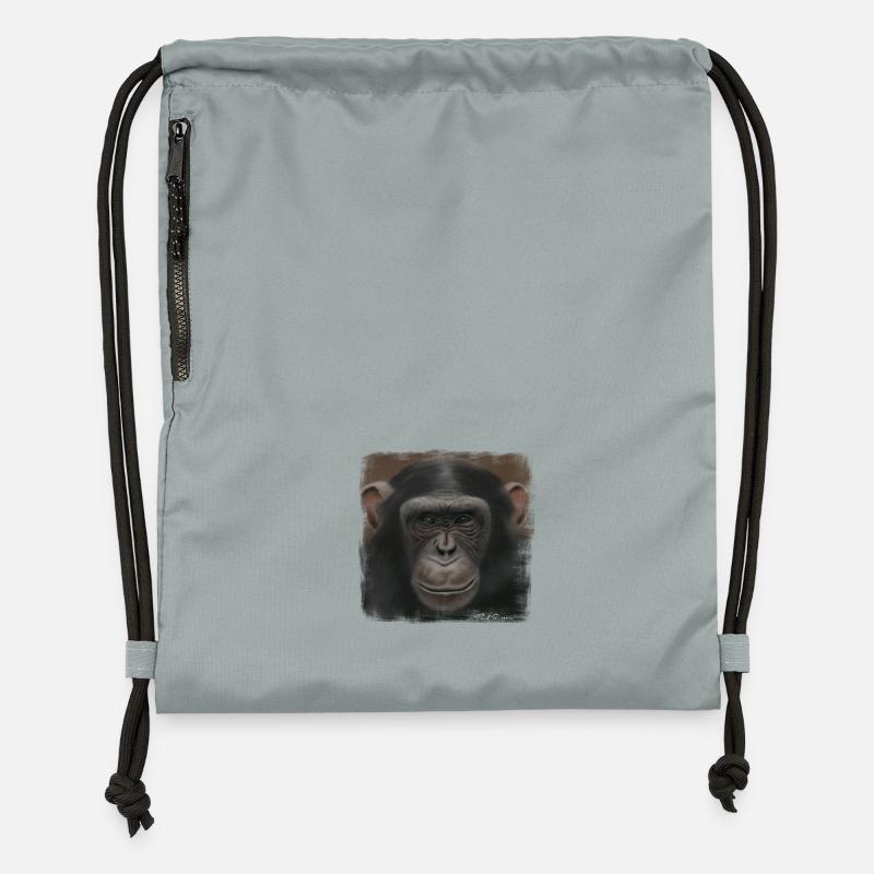 Chimpanzé - Sac à cordon en polyester recyclé - gris fer délavé