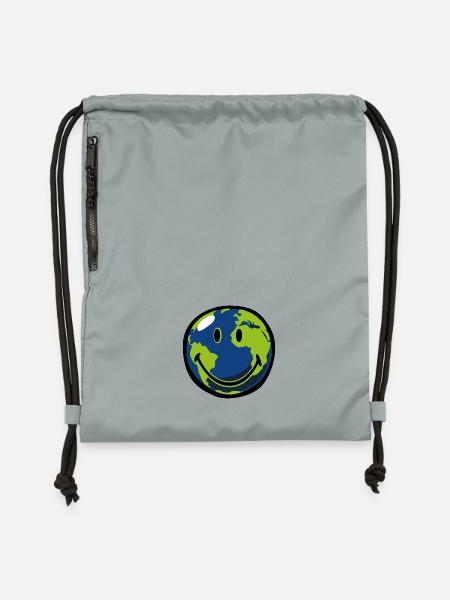 Smiley Earth - Turnbeutel aus Recycling-Material - Steingrau mineral wash