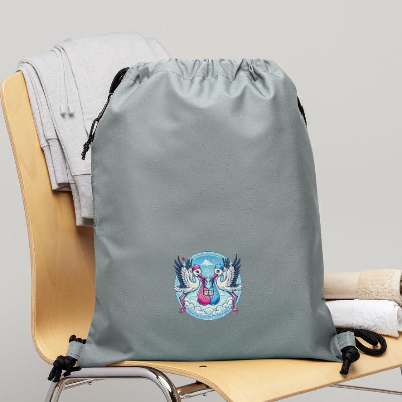 Rosa oder Blauer Storch Baby Bundle Design Turnbeutel aus Recycling-Material