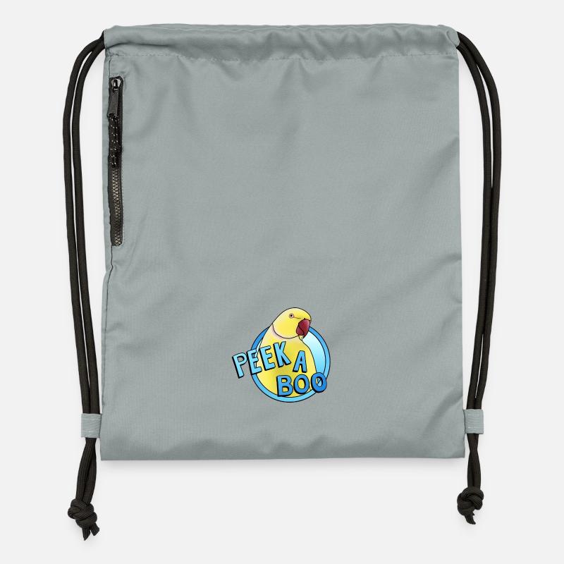 yellow collared parakeet "Peek-a-boo" - Gymsac made from recycled material - mineral charcoal grey