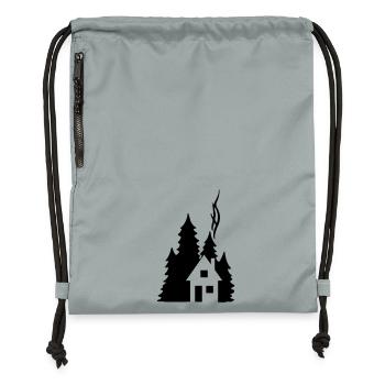 Silhouette Waldhaus Tannen - Design naturel chaleureux - Sac à cordon en polyester recyclé - gris fer délavé - Devant