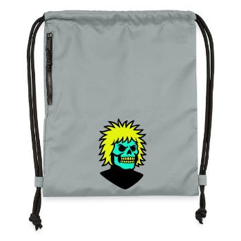 Skullman mit cooler Frisur - Turnbeutel aus Recycling-Material - Steingrau mineral wash - Vorne