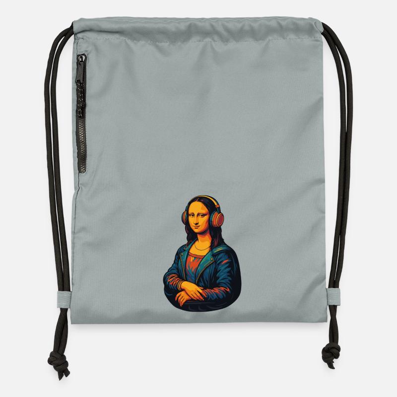 The Mona Lisa (barely) distracted - Gymsac made from recycled material - mineral charcoal grey
