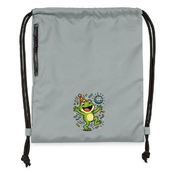 Party-Frosch - Turnbeutel aus Recycling-Material - Steingrau mineral wash - Vorne
