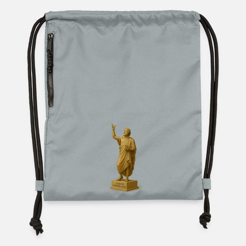 Sculpture religieuse avec message - Sac à cordon en polyester recyclé - gris fer délavé