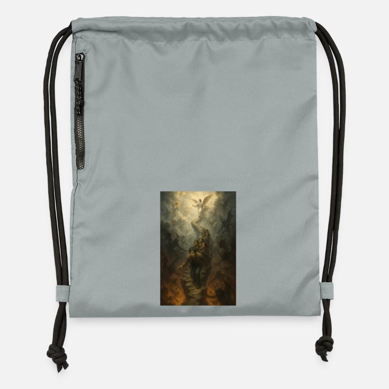 "The Path Between – Heaven, Hell and Human Fear" - Gymsac made from recycled material - mineral charcoal grey