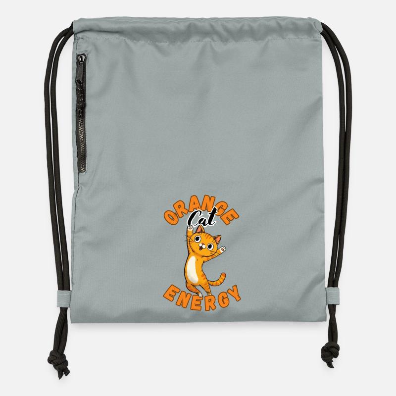 Énergie du Chat Orange - Sac à cordon en polyester recyclé - gris fer délavé