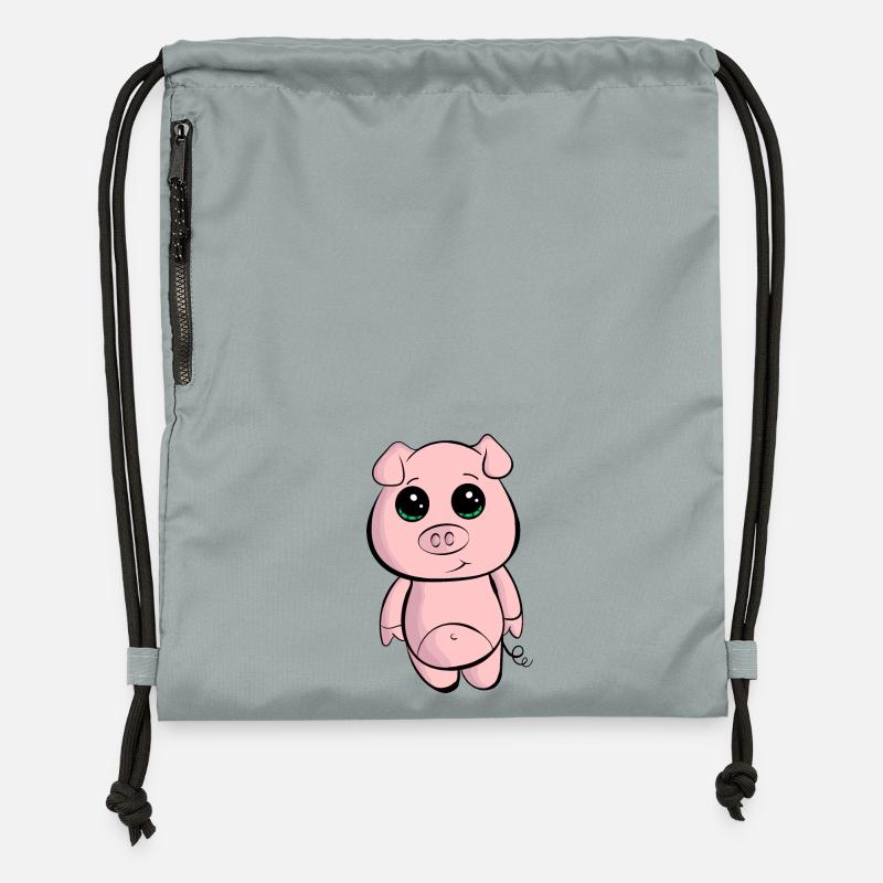 Petit cochon - Sac à cordon en polyester recyclé - gris fer délavé