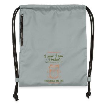 Levain Je suis venu J’ai vu que j’avais fait du pain en train de faire du pain - Sac à cordon en polyester recyclé - gris fer délavé - Devant