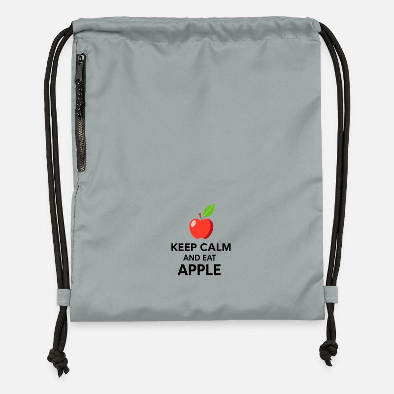 Keep Calm, Eat Apples - Gymsac made from recycled material - mineral charcoal grey