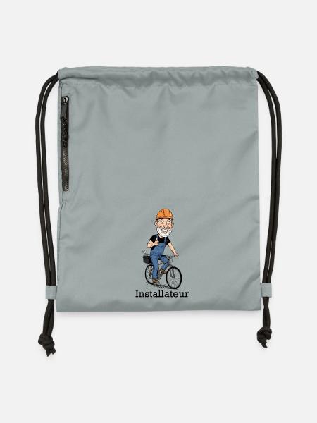 Bauarbeiter Fahrradheld - Turnbeutel aus Recycling-Material - Steingrau mineral wash