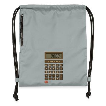 Calculateur d’énergie solaire rétro - Sac à cordon en polyester recyclé - gris fer délavé - Devant