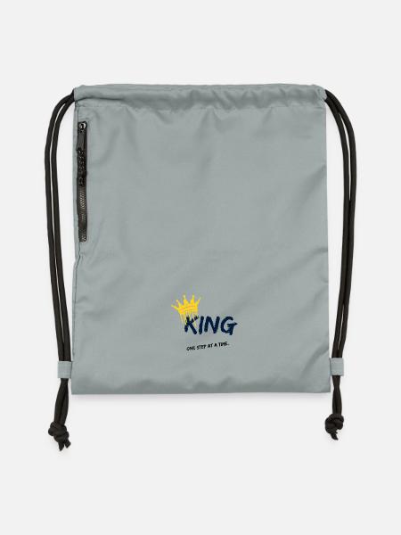 King Spray Krone Schwarz Blau - Turnbeutel aus Recycling-Material - Steingrau mineral wash