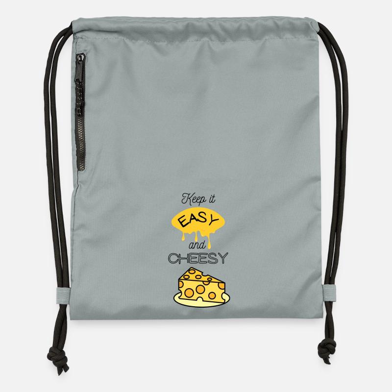 Mème du fromage facile - Sac à cordon en polyester recyclé - gris fer délavé