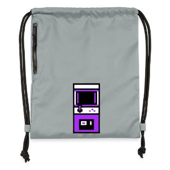 Nostalgischer Arcade Automat Gamer - Turnbeutel aus Recycling-Material - Steingrau mineral wash - Vorne