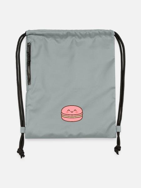 Kawaii-Pink-Lächeln-Macaron - Turnbeutel aus Recycling-Material - Steingrau mineral wash