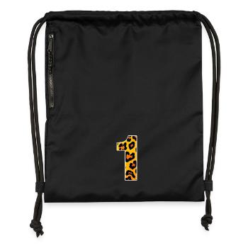 Leopard print yellow-orange - Gymsac made from recycled material - military green - Front