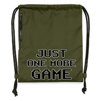 Just One More Game – Pixel Art Motivation - Gymsac made from recycled material - military green - Front