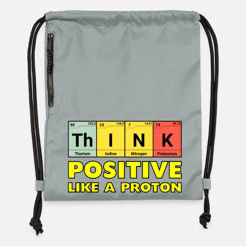 Think positively, like a proton - Gymsac made from recycled material - mineral charcoal grey
