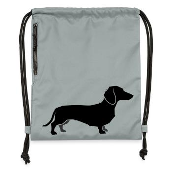 Silhouette du teckel - Sac à cordon en polyester recyclé - gris fer délavé - Devant