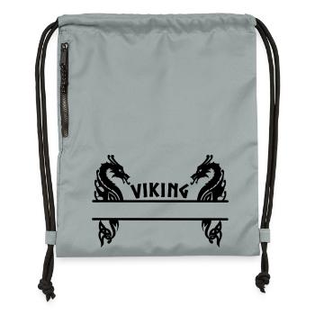 Bannière Viking à deux dragons - Sac à cordon en polyester recyclé - gris fer délavé - Devant