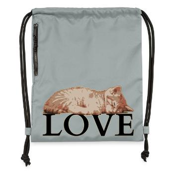 Sleeping Cat LOVE – Cozy Katzenliebe - Sac à cordon en polyester recyclé - gris fer délavé - Devant