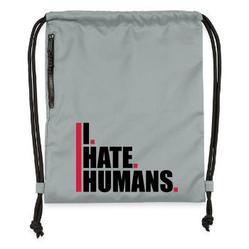 bars cool logo humans text sticker fuck you fu - Gymsac made from recycled material - mineral charcoal grey - Front