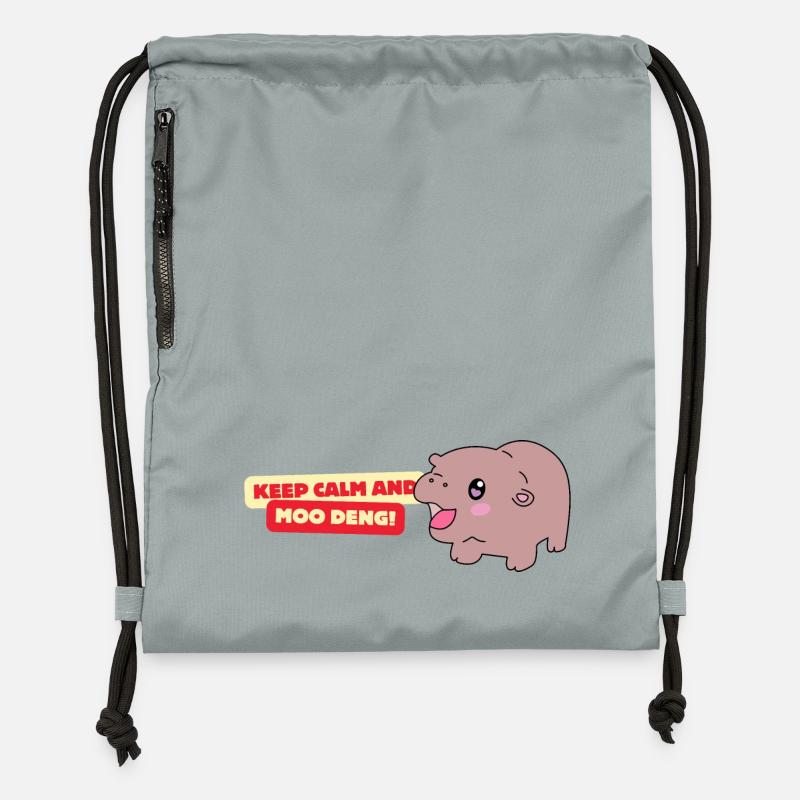Moo Deng! - Gymsac made from recycled material - mineral charcoal grey