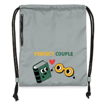Couple parfait : nuage et parapluie - Sac à cordon en polyester recyclé - gris fer délavé - Devant