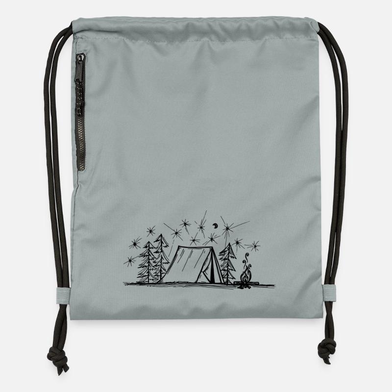 Camping en forêt - Sac à cordon en polyester recyclé - gris fer délavé